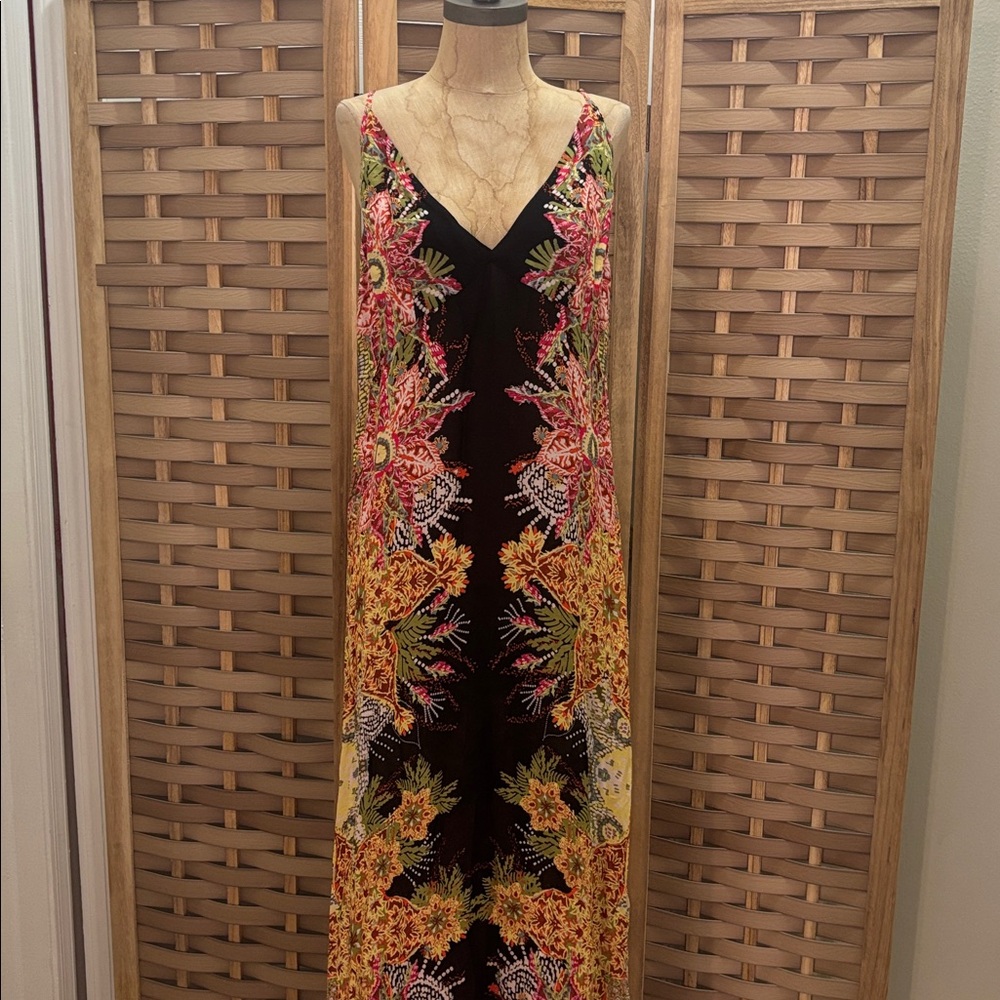 Free People Wildflower Black Multi Print Maxi Slip - Picture 3 of 7